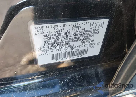 2017 Nissan Sentra Sv z USA, uszkodzony, nr VIN 3N1AB7AP3HL666628